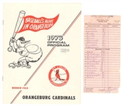 Randy Macho Man Savage WWF Wrestler Original 1973 Minor League Baseball Lineup Card Signed by Jimmy Piersall + Program & Archive 