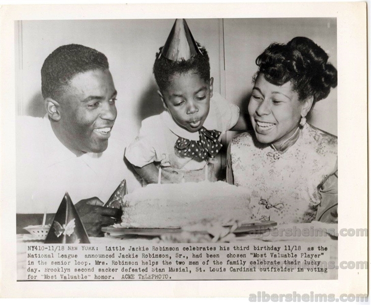 1949 Jackie & Rachel Robinson Celebrate Jackie Jr.’s Birthday and His MVP Award Original Press Photo