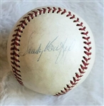 Sandy Koufax Vintage Single Signed AUTO NL Baseball (Feeney) PSA/DNA