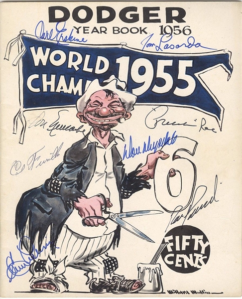 1956 Brooklyn Dodgers Yearbook Signed Autographed by 8  JSA LOA