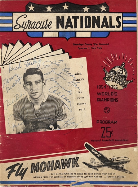 1955-56 Syracuse Nationals vs. Rochester Royals Program Team Signed AUTO /w Danny Daniel Biasone