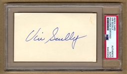 Vin Scully Signed AUTO 3x5 index card L.A. Brooklyn Dodgers HOF PSA/DNA