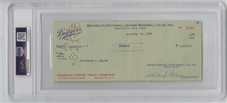 1956 Sal Maglie Signed AUTO Brooklyn Dodgers Payroll Check PSA/DNA