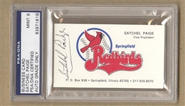 Satchel Paige Signed AUTO Business Card Baseball HOF Negro Leagues PSA/DNA 9 