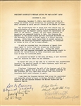 FDR 1941 Day of Infamy Speech Signed AUTO by 4 Navy Admirals