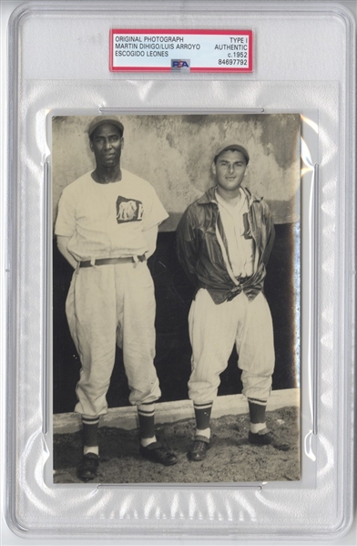 1952 Negro League Legend Baseball HOFer Martin Dihigo & Luis Arroyo Original TYPE 1 Photo PSA/DNA LOA