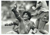 August 1987 Diego Maradona Punts vs the Rest of the World Original Oversized TYPE 1 Photo PSA/DNA LOA