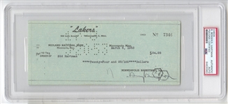 Ben Berger Owner & Sid Hartman GM Minneapolis Lakers 1953 Signed AUTO payroll check PSA/DNA