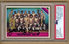1975 Topps Basketball #325 New York Nets Checklist Signed Julius Erving PSA AUTO Grade 10 Pop 1