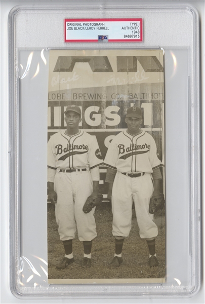 1948 – 1949 Baltimore Elite Giants Negro League Stars Joe Black & Leroy Ferrell Original TYPE 1 Photo PSA/DNA