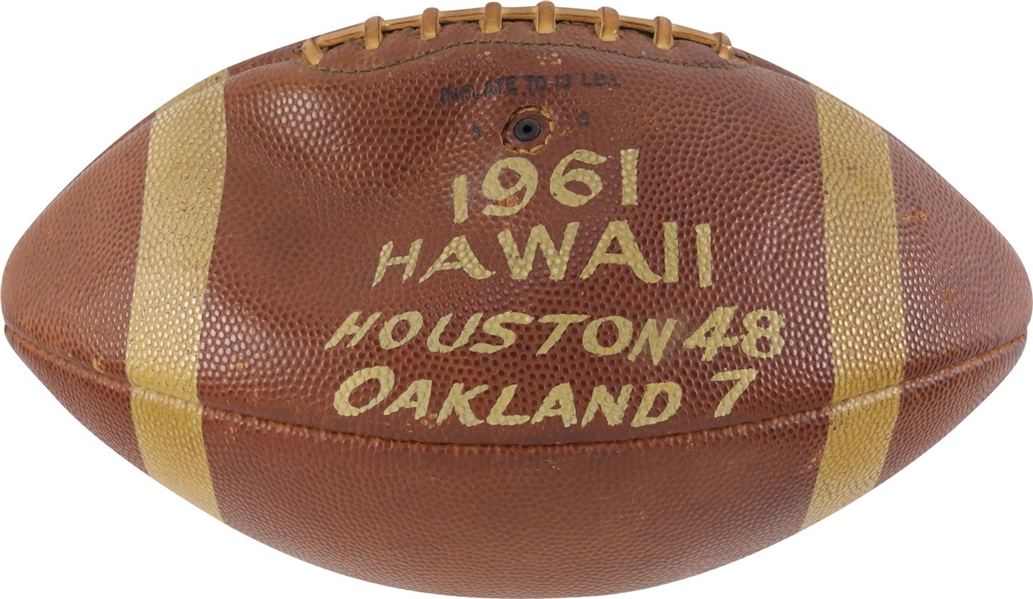 1961 Official AFL Joe Foss Game Ball – Houston Oilers vs. Oakland Raiders - Mac Speedie Estate