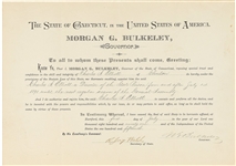 Morgan Bulkeley Baseball HOF 1st President of the National League D. 1922 Signed AUTO 1891 Document as Governor 