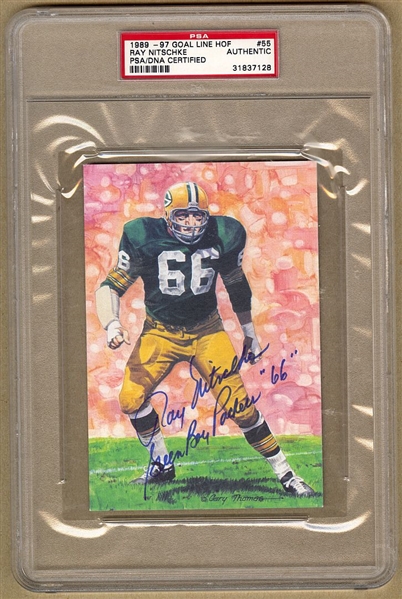 Ray Nitschke Goal Line Art Card Signed AUTO Packers Football HOF PSA/DNA 