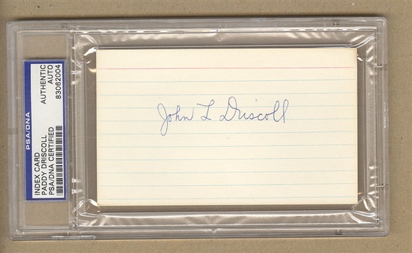 John Paddy Driscoll Signed AUTO 3x5 index card D.1968 Pro FB HOF PSA/DNA