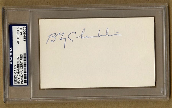 Guy Chamberlin Signed AUTO 3x5 index card D.1967 Pro FB HOF PSA/DNA