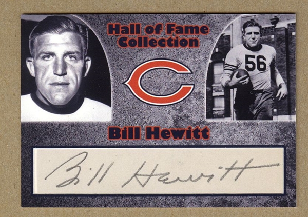 Bill Hewitt Pro Football HOF Autograph Cut Signature Custom Football Card Chicago Bears D. 1947 JSA LOA