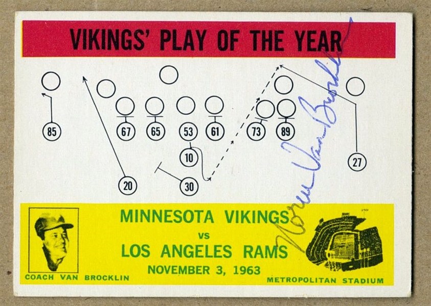 1964 Philadelphia #112 Minnesota Vikings Play of the Year Norm Van Brocklin Signed AUTO football card JSA COA