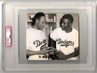 Jackie Robinson Shares a  Moment with First Black MLB pitcher - Dan Bankhead on the day of his MLB Debut Original TYPE 1 Photo PSA/DNA LOA 