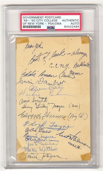 1949–50 CCNY Basketball Team Signed AUTO GPC – Point Shaving Scandal National Champions PSA/DNA