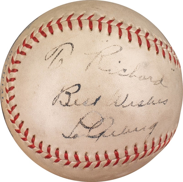 Lou Gehrig Single Signed AUTO Official A.L. Baseball NY Yankees HOF – PSA/DNA & JSA LOA