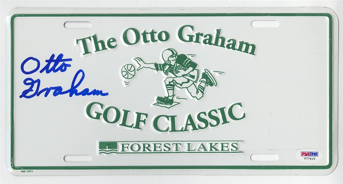 Otto Graham Signed AUTO License Plate Cleveland Browns HOF PSA/DNA COA