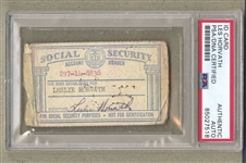 Les Horvath Personally Owned & Signed Social Security Card PSA/DNA