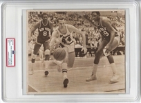 1967 Jerry West Lakers vs N.Y. Knicks Walt Bellamy & Willis Reed Original TYPE 1 Photo PSA/DNA