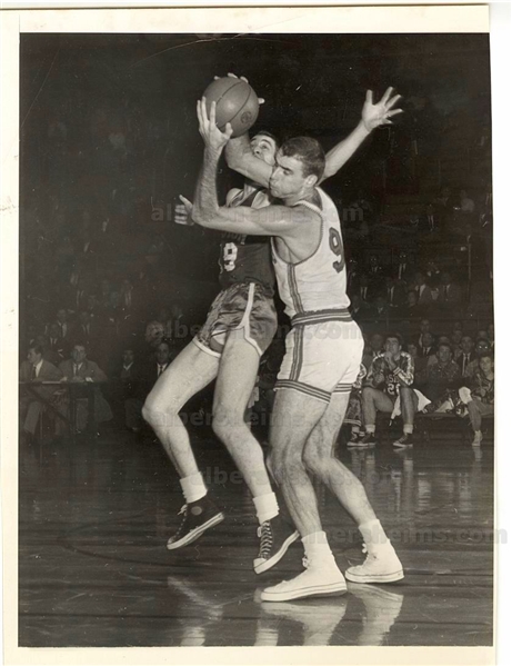1956 Bob Pettit St. Louis Hawks Grabs Ball from Boston Celtics Arnie Risen Original TYPE 1 