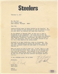 Chuck Noll Signed AUTO letter to 1972 Steelers Draft Pick Pro Football HOF PSA/DNA COA