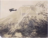 Breathtaking Original 1927 Photo of a U.S. Army Airplane Flying Over Mount Shasta