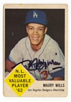 1963 Fleer #43 Maury Wills Signed AUTO baseball card Deceased