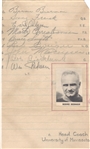 Bruce Smith Heisman Trophy Winner Minnesota Signed AUTO 1939 Minnesota Football Team Sheet PSA/DNA LOA