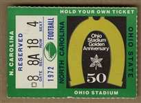 1972 Ohio State vs. UNC North Carolina Football Ticket Stub Archie Griffin 1st Start & Touchdown – 239 Yards