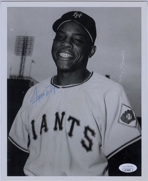 Willie Mays New York Giants Signed AUTO Photo Ballpoint Pen HOF JSA COA