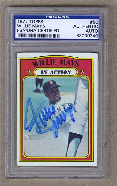 1972 Topps #50 Willie Mays Signed AUTO PSA/DNA baseball card