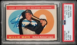 1960 Topps #564 Willie Mays PSA 6 EX-MT Signed PSA/DNA AUTO Grade 8 