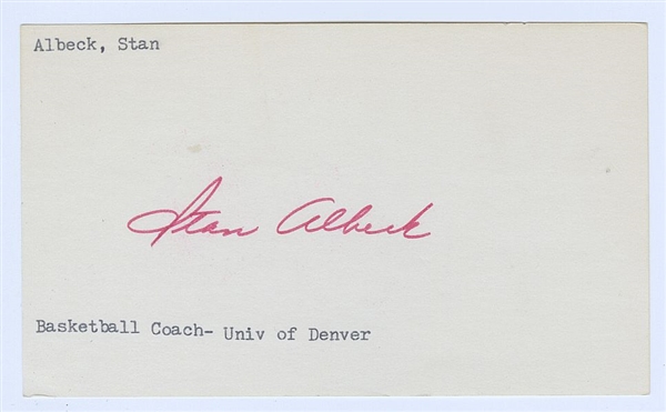 Stan Albeck ABA NBA Chicago Bulls  – Michael Jordan’s 2nd Year Coach Signed AUTO 3x5 index card