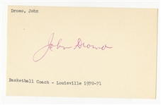 John Dromo University of Louisville Head Basketball Coach Signed AUTO 3x5 index card (D. 1992)