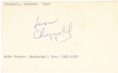 Len Chappell NBA ABA Basketball Nats Knicks Bulls Bucks Signed AUTO 3x5 index card 