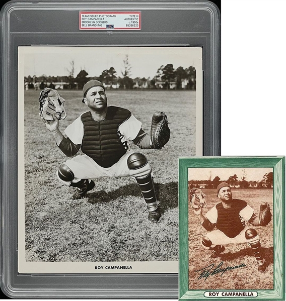 Roy Campanella Original Type III Photo used for 1958 Bell Brand Baseball Card PSA/DNA 