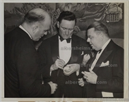 1937 Walter Johnson Signing Baseball & Ump George Moriarty Original TYPE 1 Photo