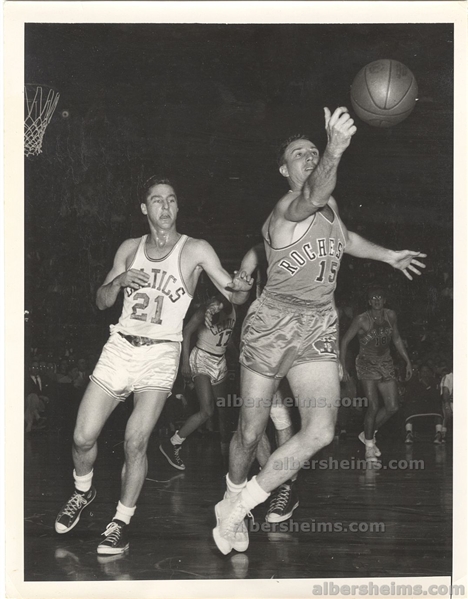 1954 Boston Celtics Bill Sharman vs Rochester Royals Odie Spears NBA Sparring Original TYPE I Photo 