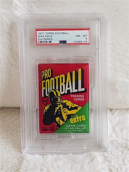 1971 Topps Football 2nd Series Unopened Wax Pack PSA 8 NM-MT Bradshaw Greene Rookie Card Year