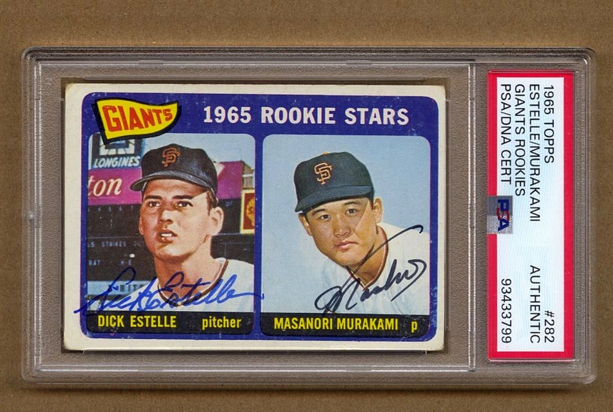 1965 Topps Rookie Stars #282 Masanori Murakami Dick Estelle Signed Auto Baseball Card PSA PSA/DNA