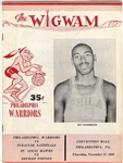 1960 Philadelphia Warriors vs. Syracuse Nationals Basketball Program Wilt Chamberlain 45 PTS / 28 Rebounds