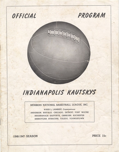 1946-47 Indianapolis Kautskys vs. Ft Wayne Pistons Program 1st Year NBA