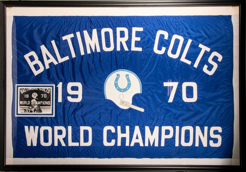 1970 Baltimore Colts World Champions Banner that Flew Over Memorial Stadium PHOTO MATCHED