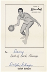 1950s Dolph Schayes Spalding Advisory Advertising Photo Handbill Hand Signed AUTOGRAPHED