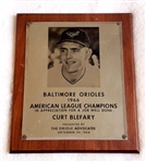 Curt Blefary’s Personally Owned 1966 Baltimore Orioles A.L. Champions Photo Plaque Award 