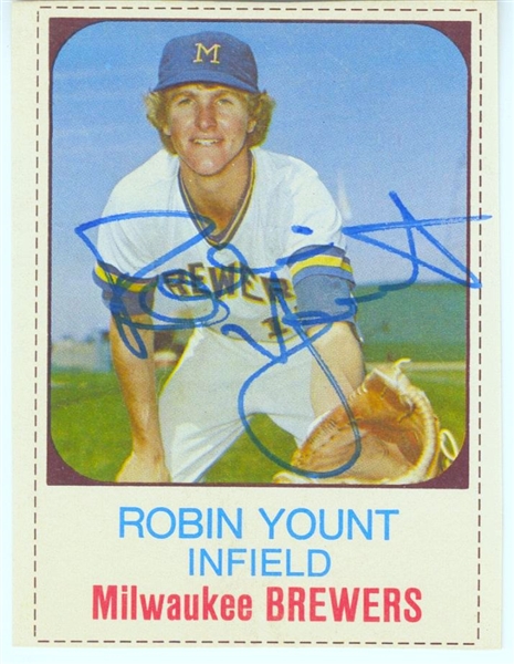 1975 Hostess #80  Robin Yount Signed AUTO Baseball Rookie Card Brewers HOF